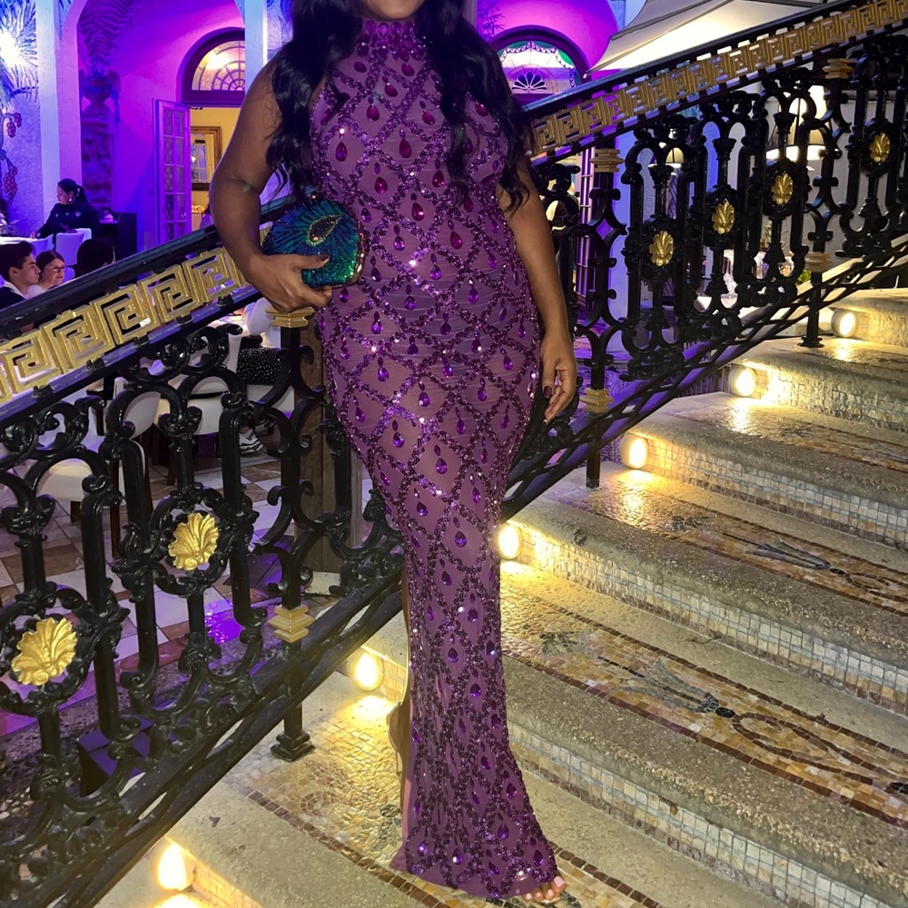 Purple jeweled rhinestone dress